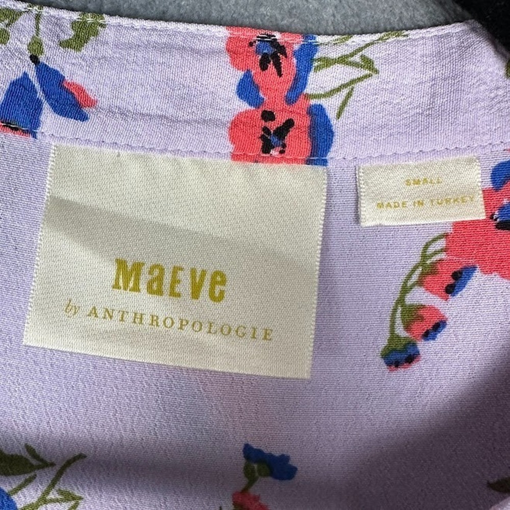 Maeve Anthropologie Dress Womens Small Purple Floral Babydoll Whimsy Cottage - Picture 8 of 14